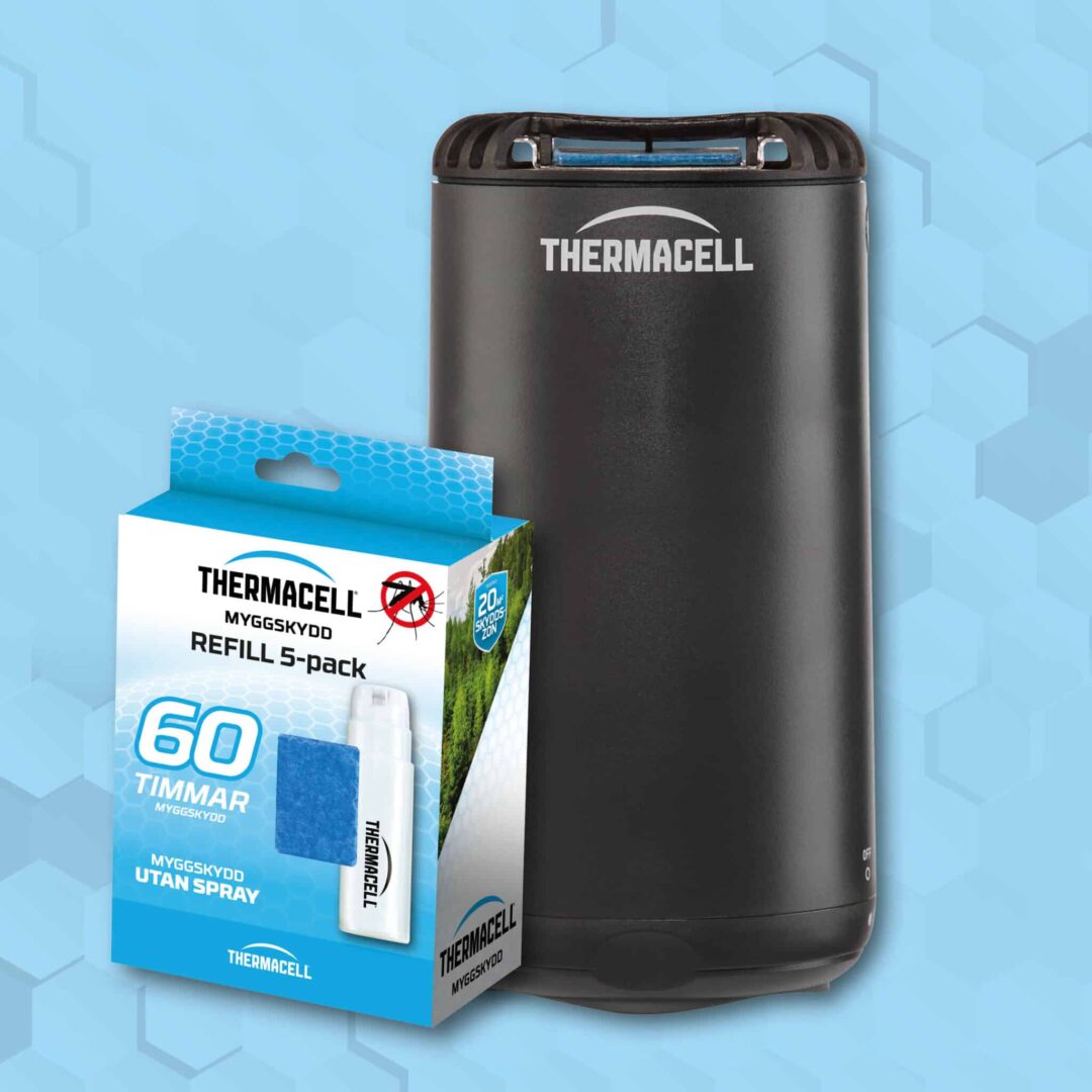 Thermacell myggskydd med refillpaket för effektivt skydd mot myggor.