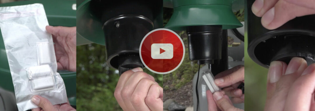 Bildserien visar hur du byter gasolbehållare till Moquito Magnet