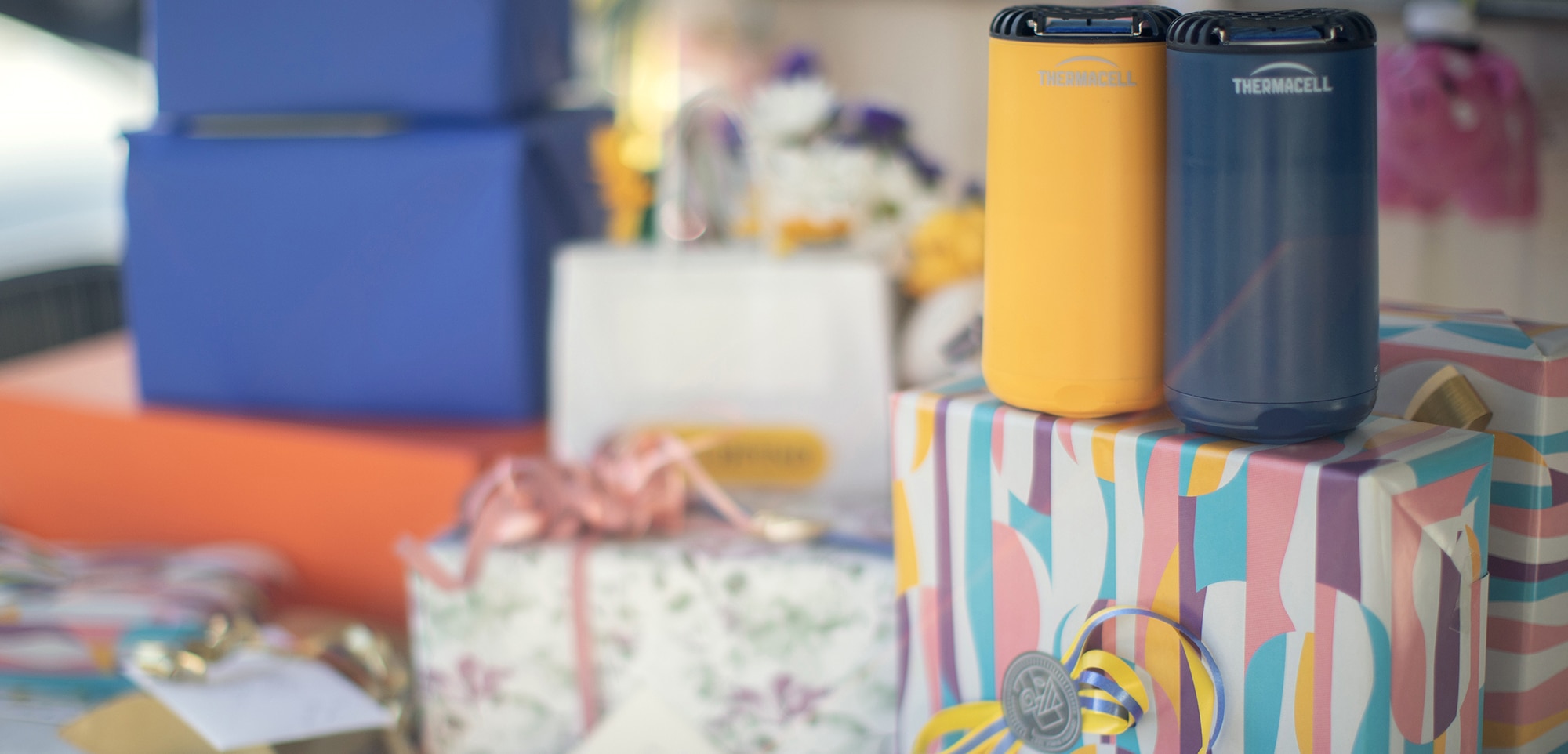 Thermacell ståendes på ett presentbord