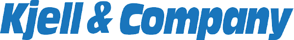Kjell & Companys logotyp i blå text, representerar elektronikbutiken.