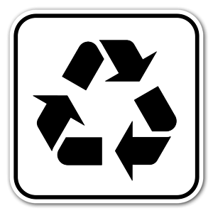 Alt-text: Symbol för återvinning med tre pilar som representerar hållbarhet.